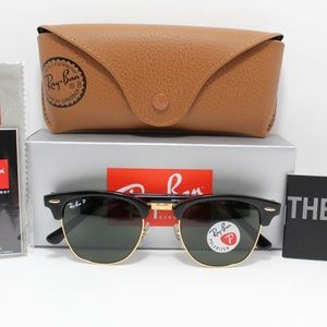 RAYBAN 3016 901/58 BLACK/GOLD POLARIZED CLUBMASTER